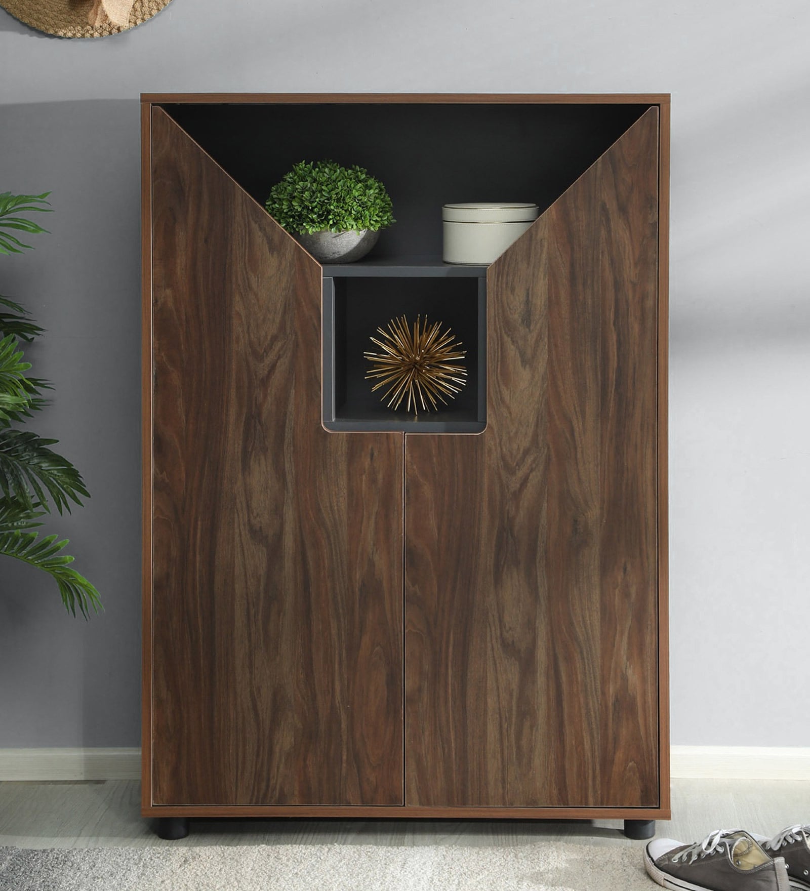 Cindy Shoe Cabinet In Natural Walnut Colour