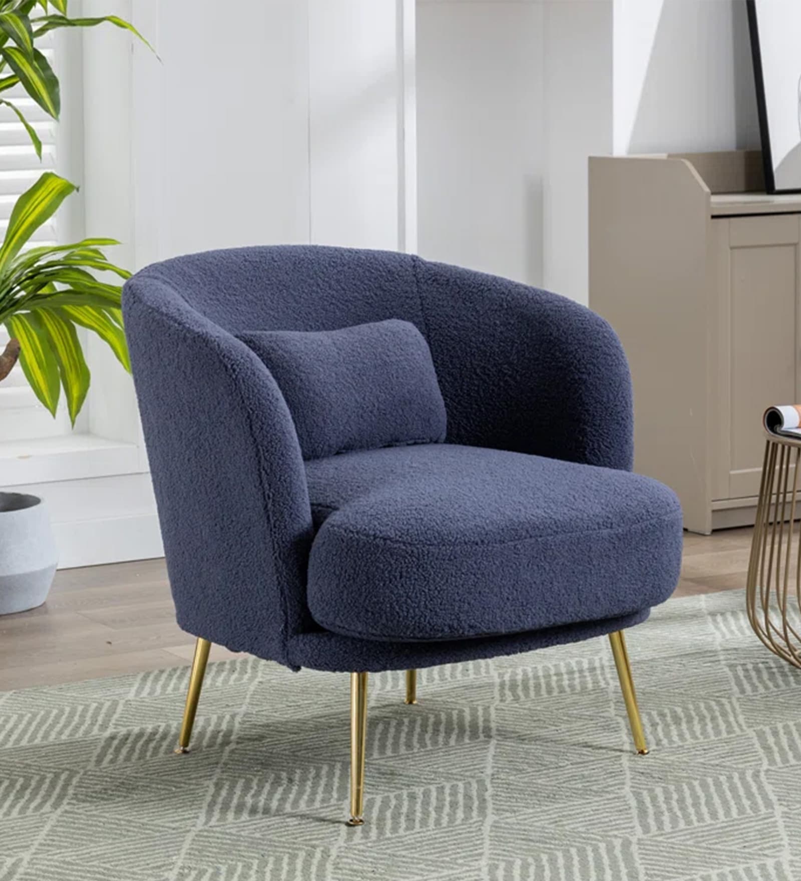 Cititum Fabric Slipper Chair In Blue Colour