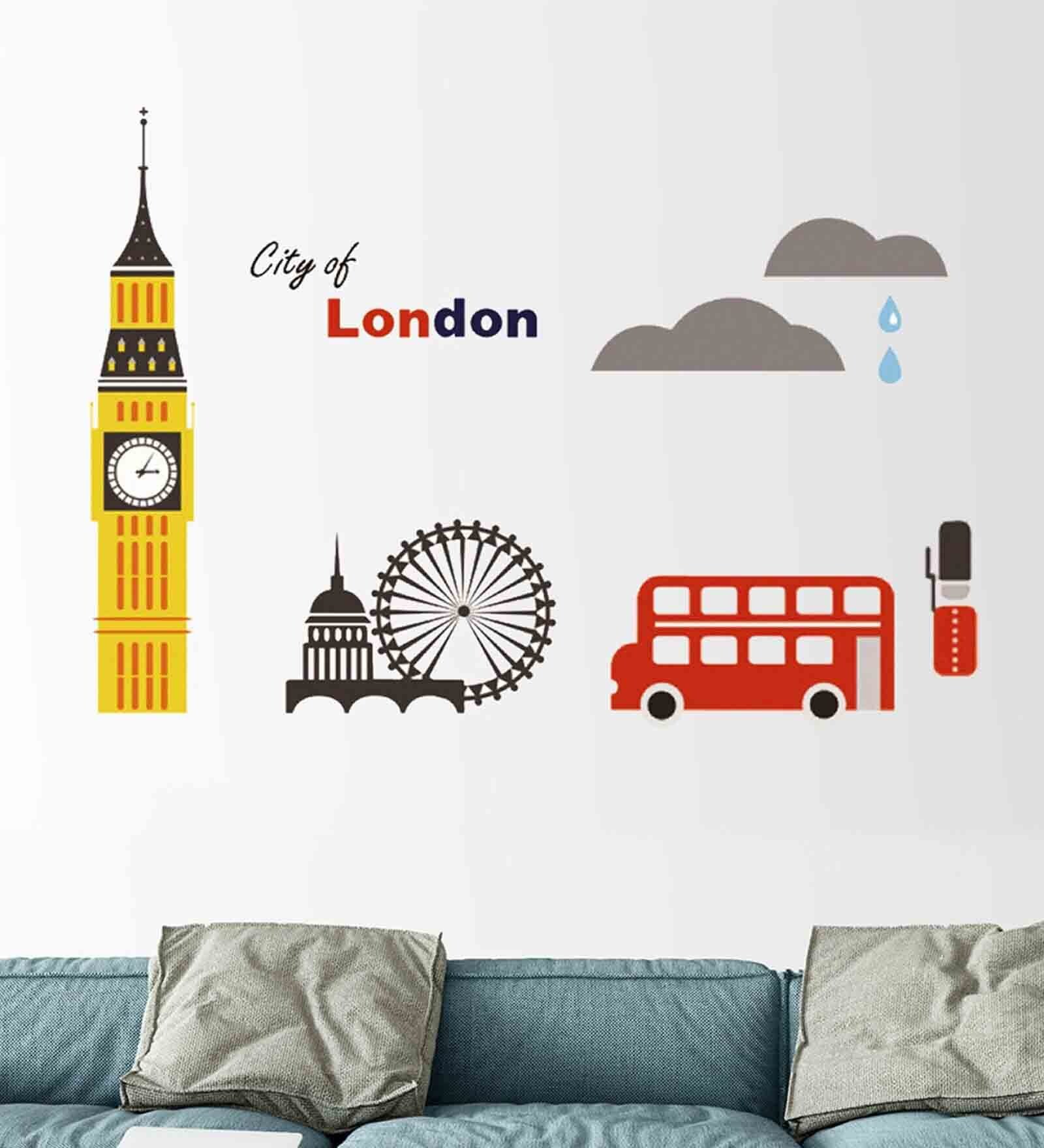 Buy City Views Multicolour Wood (Pack of 10) Wall Stickers by Art ...