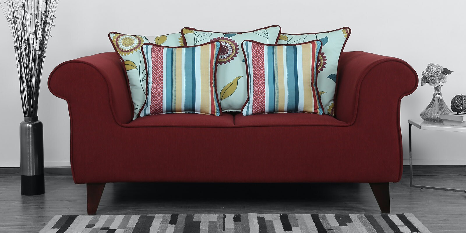 Buy Cielo 2 Seater Sofa in Garnet Red Colour - CasaCraft By Pepperfry ...