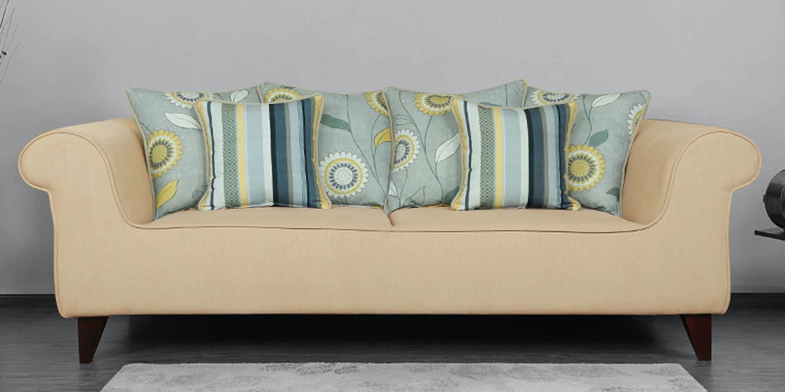 Cielo Fabric 3 Seater Sofa in Beige Colour