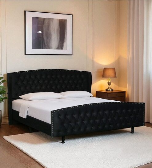 Ciera Upholstered King Size Bed In Black Color