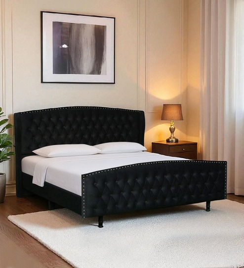 Ciera Upholstered Queen Size Bed In Black Color