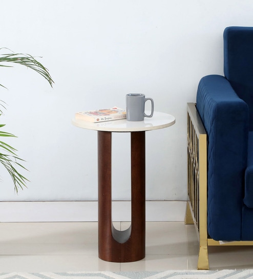 Buy Cierra Solid Wood End Table with White Marble Top at 2% OFF by ...