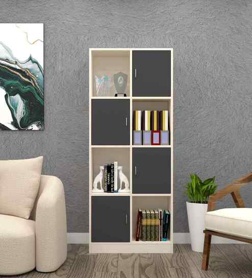 Cinderella 8 Shelves Bookshelf in Slate Grey & Highland Pine Finish