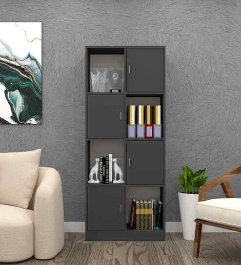 Cinderella 8 Shelves Bookshelf in Slate Grey Finish