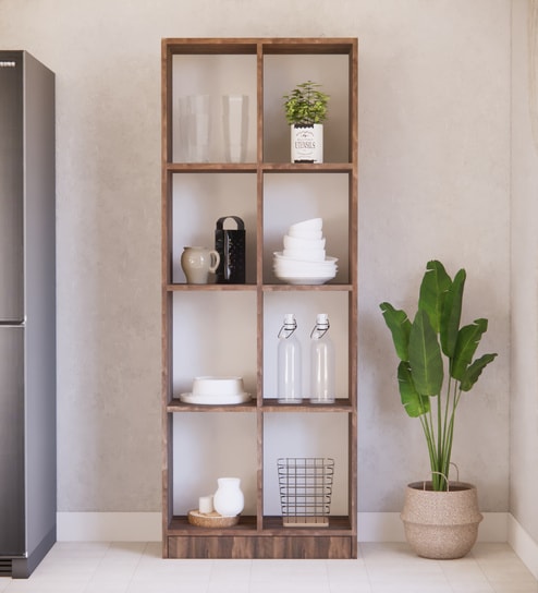 Cinderella 8 Shelves Open Multipurpose Matrix Cabinet in Cochwood Brown Finish