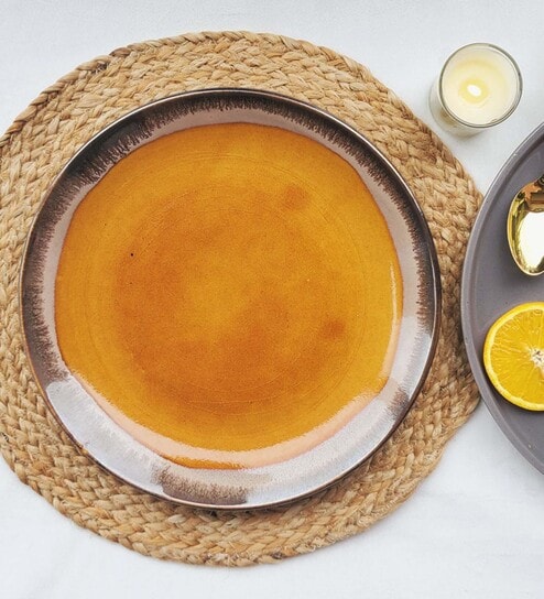 Cinnamon 10 Inch Orange Ceramic (Set of 2) Dinner Plate