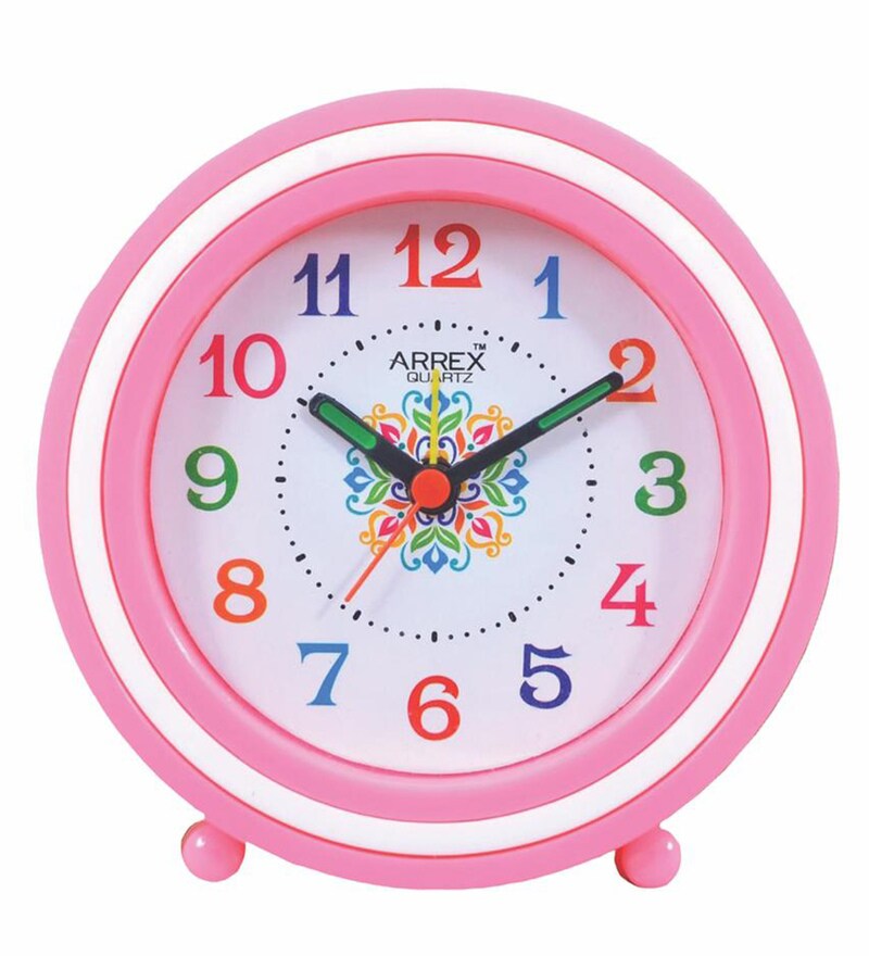 Buy Circular Analog Alarm Table Clock in Pink by Arrex Online Kids