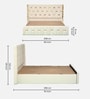 Ciera Velvet Upholstered King Size Bed In White color With Box Storage