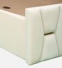 Ciera Velvet Upholstered King Size Bed In White color With Box Storage