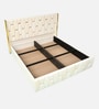 Ciera Velvet Upholstered King Size Bed In White color With Box Storage