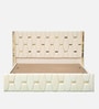 Ciera Velvet Upholstered King Size Bed In White color With Box Storage