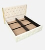 Ciera Velvet Upholstered Queen Size Bed In White color With Box Storage