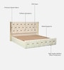 Ciera Velvet Upholstered Queen Size Bed In White color With Box Storage