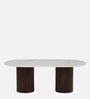 Cierra Solid Wood Coffee Table In Walnut Finish With Porcelain Top & Fluted Detail