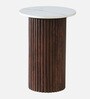 Cierra Solid Wood End Table with White Porcelain Top