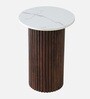 Cierra Solid Wood End Table with White Porcelain Top