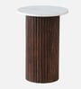 Cierra Solid Wood End Table with White Porcelain Top