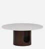 Cierra Solid Wood Round Coffee Table In Walnut Finish With Porcelain Top