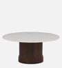 Cierra Solid Wood Round Coffee Table In Walnut Finish With Porcelain Top