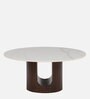 Cierra Solid Wood Round Coffee Table In Walnut Finish With Porcelain Top
