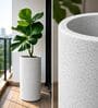 CILIN TALL Marble White 24 Inch German Polymer Round Plant Container