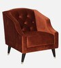 Cincinnati Velvet 1 Seater Sofa In Rust Brown Colour