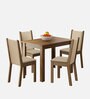 Cintia 4 Seater Dining Set in Brown Color