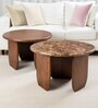 Circa Marble Top Coffee Table Set Of 2 In Gaj Finish Acacia