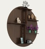 Circle Shape Dark Backlit Designer Wooden Wall Shelf