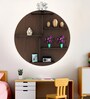 Circle Shape Dark Backlit Designer Wooden Wall Shelf