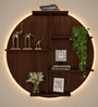 Circle Shape Dark Backlit Designer Wooden Wall Shelf