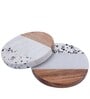 Circular White & Brown Marble & MDF (Set of 2) Table Coaster