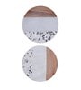 Circular White & Brown Marble & MDF (Set of 2) Table Coaster