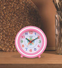 Circular Analog Alarm Table Clock in Pink