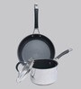 Stainless Steel Non-Stick Cookware -Set of 2 with 1 Glass lid