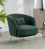 Cititum Boucle Fabric Barrel Chair In Green Colour