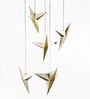 City Birds 5 Light Wood & Crushed Lokta Pendant Hanging Light