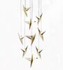 City Birds 9 Light Wood & Crushed Lokta Pendant Hanging Light