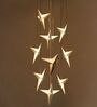 City Birds 9 Light Wood & Crushed Lokta Pendant Hanging Light