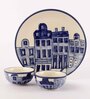 City in Sky 3 Pcs White & Blue Ceramic Dinnerware Set