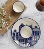 City in Sky 3 Pcs White & Blue Ceramic Dinnerware Set