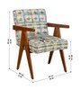 Civic Accent Teak Wood Arm Chair in Blue Fabric