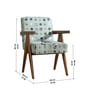 Civic Accent Teak Wood Arm Chair in Grey Fabric