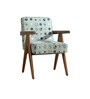 Civic Accent Teak Wood Arm Chair in Grey Fabric