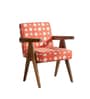 Civic Accent Teak Wood Arm Chair in Orange Fabric