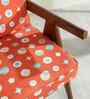 Civic Accent Teak Wood Arm Chair in Orange Fabric