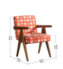 Civic Accent Teak Wood Arm Chair in Orange Fabric