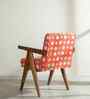 Civic Accent Teak Wood Arm Chair in Orange Fabric